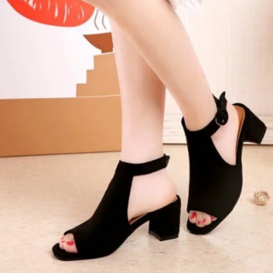 black heel slippers