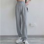 Plain Workout Drawstring Waist Closure Sweatpants - Grey