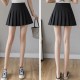 Pleated Style High Waist Elastic Solid Mini Skirts - Black image