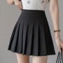 Pleated Style High Waist Elastic Solid Mini Skirts - Black