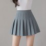 Pleated Style High Waist Elastic Solid Mini Skirts - Grey