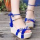 Women Fashion Thick Crust High Wedge Sandals-Blue image