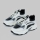 Contrast Color Lace Up Running Platform Booster Sneakers - Black