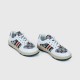 Retro Color Stripes Flat Sole Round Head Lace Up Sneakers - White image