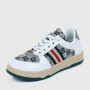 Retro Color Stripes Flat Sole Round Head Lace Up Sneakers - White