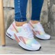 Lace Up Breathable Round Toe Mesh Sports Sneakers - Pink image
