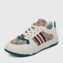 Retro Color Stripes Flat Sole Round Head Lace Up Sneakers - Beige