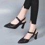Luxurious Style Floral Pattern Splicing Women High Heels Black