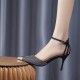 Pointed Toe Diamond Stiletto Metal Anti-Kick Women High Heels Black image
