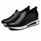 Women Thick Slope Bottom Leather Sports Running Shoes-Black image