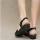 Casual Style Thick Soled Hollow Peep Toe Zipper Wedge Sandals Black image