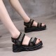 Sport Style Platform Velcro Soft Bottom Women Wedge Sandals - Black image