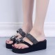 Bohemian Butterfly Hollow Women Wedge Slipper Sandals - Black image