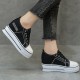 Thick Soled Laces Closure Round Toe Ankle Sneakers - Black image