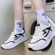 Round Toe Mesh Breathable Lace Up Sneakers - Black image