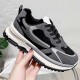 Round Head Laces Up Chunky Heel Women Sneakers Black image