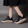 High Top Round Toe Thick Bottom Women Casual Sneakers Black