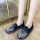 Casual Crystal Decorated Platform Slip On Loafers Flats - Black image