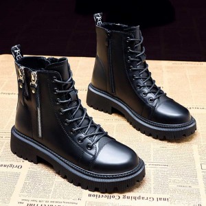 Casual Style Soft Side Zipper Women Ankle Boots Black