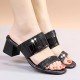 Casual Rhinestone Open Toe Strap Slipper Sandals - Black image
