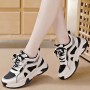 Comfortable Platform Hot Reflective Lace Up Chunky Sneakers - Black