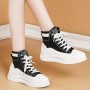 Platform Soft Sole  Shallow Mouth Lace Up Ankle Sneakers - Black