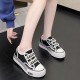 Casual Velcro Round Toe Contrast Textured Trim Sneakers - Black image