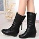 Casual Soft Soled Tall barrel Side Zipper Non Slip Boots - Black image