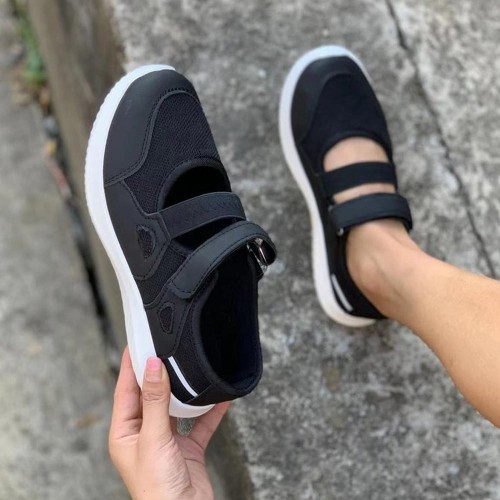 Comfort Shallow Mouth Velcro Closure Flat Casual Shoes - Black image