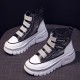 Platform Thick Bottom Mesh Velcro Soft Sole Women Sneakers - Black image