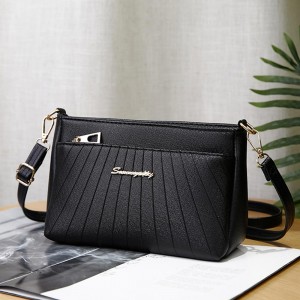 Trendy Adjustable Stripe Rhombic Small Square Messenger Bag - Black