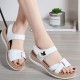 Velcro Closure Open Toe Flat Sandals for Women in White image