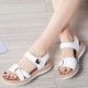 Velcro Closure Open Toe Flat Sandals for Women in White image