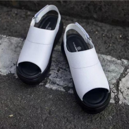 Peep Toe Ankle Strap Waterproof Wedge Sandals - White image