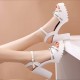 Bohemian Platform Buckle Strap Women High Heel Sandals - White image