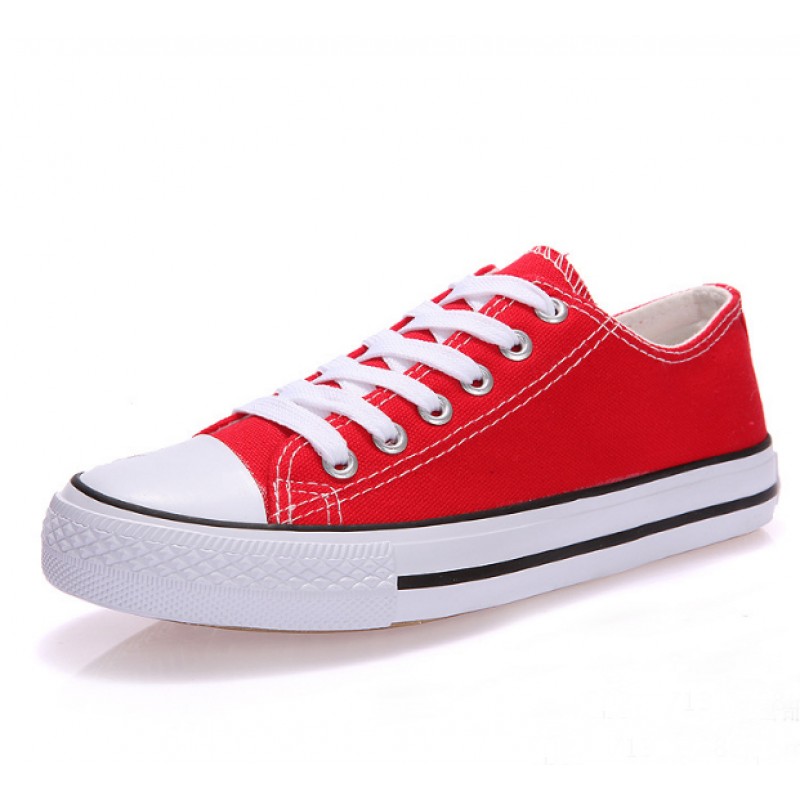 red canvas sneakers