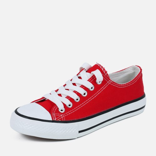 Women Red Color Comfty Canvas Shoes For Women image