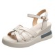Multi Strapped Buckle Closure Women Wedge Sandals Cream image