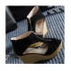 Suede Leather High Wedge Zipper Sandals For Women-Black image