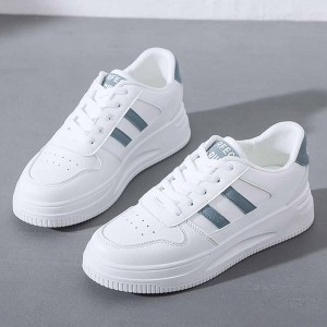 Shallow Mouth Stripe Breathable Laces Up Women Sneakers Blue