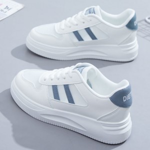 Shallow Mouth Stripe Breathable Laces Up Women Sneakers Blue