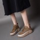 High Top Round Toe Solid Color Short Water Proof Sneakers - Brown image