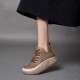High Top Round Toe Solid Color Short Water Proof Sneakers - Brown image