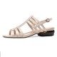Hollow Out Strapped Buckle Closure Low Heel Sandals - Cream image