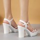 Peep Toe Platform Hollow Ankle Straps High Heel Sandals - White image