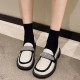 Platform Sponge Bottom Slip On Rhinestone Loafers Shoes - Cream image