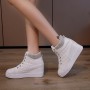 Comfort Rhinestone Decorated High Top Women Fashion Sneakers - White