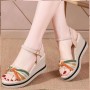 Comfortable Fish Mouth Soft Soled Buckle Closure Wedge Sandals - Beige