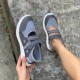 Comfort Shallow Mouth Velcro Closure Flat Casual Shoes - Grey image