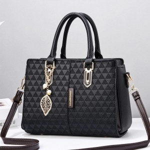 Stylish & Functional Geometric Embossed Women Tote Handbags - Black